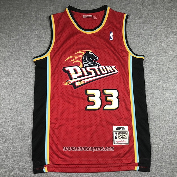 Camiseta Detroit Pistons Grant Hill #33 Mitchell & Ness 1999-00 Rojo